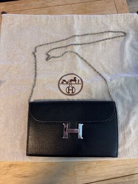 Black Leather Crossbody Clutch